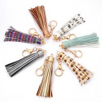 PU Leather Key Chain, with Tibetan Style, Tassel, gold color plated, different designs for choice, 170mm, 10PCs/Lot, Sold By Lot