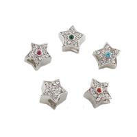 Tibetan Style European Beads, Star, silver color plated, with rhinestone, more colors for choice, nickel, lead & cadmium free, 12.50x12.50x10mm, Hole:Approx 5mm, 30PCs/Bag, Sold By Bag