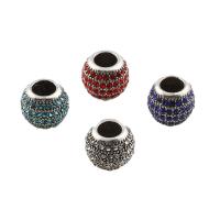 Tibetan Style European Beads, silver color plated, with rhinestone, more colors for choice, nickel, lead & cadmium free, 12x12x10mm, Hole:Approx 6mm, 30PCs/Bag, Sold By Bag