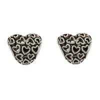 Tibetan Style European Beads, Heart, antique silver color plated, hollow, nickel, lead & cadmium free, 11x13x11mm, Hole:Approx 5mm, 30PCs/Bag, Sold By Bag
