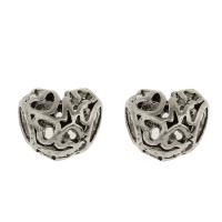 Tibetan Style European Beads, Heart, silver color plated, hollow, nickel, lead & cadmium free, 9x11x9mm, Hole:Approx 4mm, 30PCs/Bag, Sold By Bag