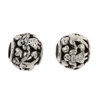 Tibetan Style European Beads, Round, antique silver color plated, nickel, lead & cadmium free, 10x12x10mm, Hole:Approx 5mm, 30PCs/Bag, Sold By Bag
