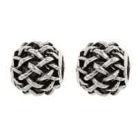 Zinc Alloy European Beads Round antique silver color plated hollow nickel lead & cadmium free Approx 5mm Sold By Bag