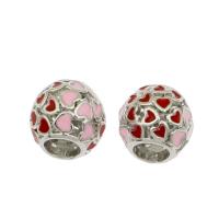 Zinc Alloy European Beads Round silver color plated enamel nickel lead & cadmium free Approx 5mm Sold By Bag