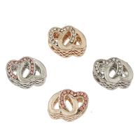 Zinc Alloy European Beads Heart plated with rhinestone & hollow nickel lead & cadmium free Approx 5mm Sold By Bag