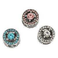 Tibetan Style European Beads, antique silver color plated, with rhinestone, more colors for choice, nickel, lead & cadmium free, 12x12mm, Hole:Approx 5mm, 30PCs/Bag, Sold By Bag