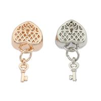 Zinc Alloy European Beads heart and key plated hollow nickel lead & cadmium free Approx 3mm Sold By Bag