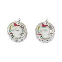 Zinc Alloy European Beads silver color plated enamel nickel lead & cadmium free Approx 5.5mm Sold By Bag