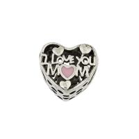 Zinc Alloy European Beads Heart antique silver color plated enamel nickel lead & cadmium free Approx 5mm Sold By Bag