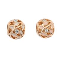 Zinc Alloy European Beads rose gold color plated enamel & with rhinestone nickel lead & cadmium free Approx 4mm Sold By Bag