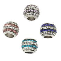 Tibetan Style European Beads, antique silver color plated, with rhinestone, more colors for choice, nickel, lead & cadmium free, 11x9.5mm, Hole:Approx 5.5mm, 30PCs/Bag, Sold By Bag