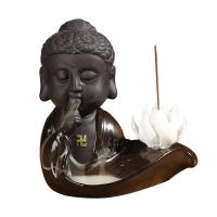 Backflow Incense Burner, Purple Clay, handmade, for home and office & durable & different styles for choice, 160x95x170mm, Sold By PC