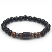 Black Diamond Bracelet, with Tiger Eye, fashion jewelry & Unisex, more colors for choice, 18.5-19.5cm, Sold By PC