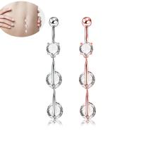 Stainless Steel Belly Ring with Cubic Zirconia for woman Sold By PC