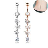 Stainless Steel Belly Ring, Titanium Steel, with Cubic Zirconia, Round, for woman, Sold By PC