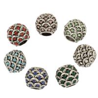 Zinc Alloy European Beads Round antique silver color plated with rhinestone nickel lead & cadmium free Approx 4.5mm Sold By Bag