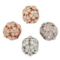 Zinc Alloy European perler, forgyldt, emalje & med rhinestone, flere farver til valg, nikkel, bly & cadmium fri, 11x10mm, Hole:Ca. 5mm, 30pc'er/Bag, Solgt af Bag