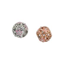 Zinc Alloy European Beads Round plated enamel & with rhinestone nickel lead & cadmium free Approx 4.5mm Sold By Bag