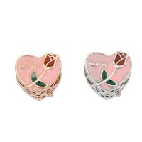 Zinc Alloy European Beads Heart plated enamel nickel lead & cadmium free Approx 5mm Sold By Bag