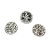 Zinc Alloy European perler, Runde, sølvfarvet forgyldt, med rhinestone, flere farver til valg, nikkel, bly & cadmium fri, 11.5x10.5mm, Hole:Ca. 5mm, 30pc'er/Bag, Solgt af Bag