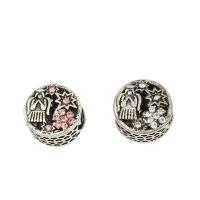 Zinc Alloy European Beads antique silver color plated with rhinestone nickel lead & cadmium free Approx 4.6mm Sold By Bag