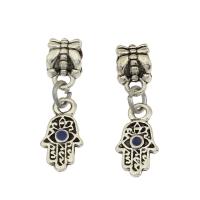 European Style Tibetan Style Dangle Beads, Hamsa, antique silver color plated, enamel, nickel, lead & cadmium free, 6.50x27x1.60mm, Hole:Approx 4.6mm, 30PCs/Bag, Sold By Bag