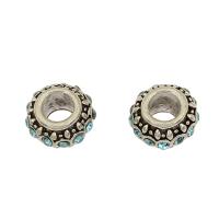 Zinc Alloy European Beads antique silver color plated with rhinestone nickel lead & cadmium free Approx 4.5mm Sold By Bag