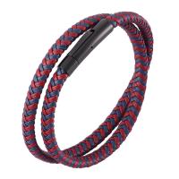 PU Leather Cord Bracelets, Stainless Steel, with Microfiber PU, fashion jewelry & Unisex & different size for choice, Sold By PC