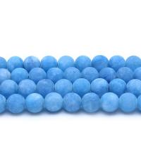 Aquamarin Perle, rund, DIY & verschiedene Größen vorhanden & satiniert, blau, Bohrung:ca. 1mm, verkauft von Strang