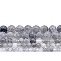 Grauer Quarz Perle, rund, DIY & verschiedene Größen vorhanden, Bohrung:ca. 1mm, verkauft von Strang