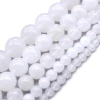 Weiß Chalcedon Perle, rund, poliert, DIY & verschiedene Größen vorhanden, keine, Bohrung:ca. 1mm, verkauft von Strang