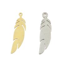 Stainless Steel Pendants, Feather, different size for choice, more colors for choice, 24x6x1mm, Hole:Approx 1.1mm, 50PCs/Bag, Sold By Bag