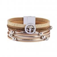 PU Leather Cord Bracelets with Zinc Alloy plated fashion jewelry & for woman 19.5cm Sold Per Approx 7.7 Inch Strand