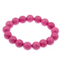 Fashion Synthetic Turquoise Bracelets bright rosy red Unisex Round 12mm Approx 7.5 Inch Sold By Lot