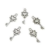 Tibetan Style Key Pendants, antique silver color plated, nickel, lead & cadmium free, 10.50x25x2.40mm, Hole:Approx 1.8mm, Approx 769PCs/KG, Sold By KG