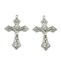 Tibetan Style Cross Pendants, Crucifix Cross, antique silver color plated, nickel, lead & cadmium free, 31x49x4mm, Hole:Approx 2mm, Approx 238PCs/KG, Sold By KG
