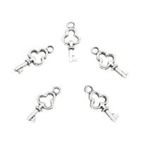 Tibetan Style Key Pendants, antique silver color plated, hollow, nickel, lead & cadmium free, 6.50x15.50x2mm, Hole:Approx 1.3mm, Approx 3333PCs/KG, Sold By KG