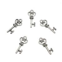 Tibetan Style Key Pendants, antique silver color plated, hollow, nickel, lead & cadmium free, 9x21x2.80mm, Hole:Approx 1.5mm, Approx 1000PCs/KG, Sold By KG