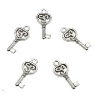 Tibetan Style Key Pendants, antique silver color plated, nickel, lead & cadmium free, 9.50x21.50x2.50mm, Hole:Approx 2mm, Approx 1111PCs/KG, Sold By KG