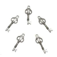 Tibetan Style Key Pendants, antique silver color plated, hollow, nickel, lead & cadmium free, 9.60x27x2mm, Hole:Approx 1.8mm, Approx 1111PCs/KG, Sold By KG