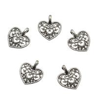 Tibetan Style Heart Pendants, antique silver color plated, hollow, nickel, lead & cadmium free, 14x16x3.50mm, Hole:Approx 1.5mm, Approx 2222PCs/KG, Sold By KG