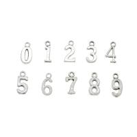 Tibetan Style Alphabet and number Pendants, antique silver color plated, random style, nickel, lead & cadmium free, 3.5x14.5x1.3mm,6.5x14.5x1.3mm, Hole:Approx 1.8mm, Approx 2000PCs/KG, Sold By KG