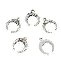 Tibetan Style Moon Pendants, antique silver color plated, nickel, lead & cadmium free, 15x18x1.70mm, Hole:Approx 1.7mm, Approx 1000PCs/KG, Sold By KG