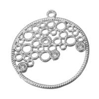 Cubic Zirconia Micro Pave Brass Pendant, silver color plated, fashion jewelry & micro pave cubic zirconia, nickel, lead & cadmium free, 21.50x24x1.50mm, Hole:Approx 1.5mm, 50PCs/Lot, Sold By Lot