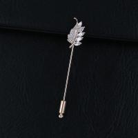 Brass Brooch Leaf plated Unisex & micro pave cubic zirconia Sold By PC