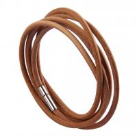 PU Leather Wrap Bracelet with Zinc Alloy plated fashion jewelry & Unisex Sold By Strand