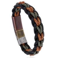 Faux Leather Bracelet, with Stainless Steel, plated, fashion jewelry & Unisex, 14mm, Sold Per Approx 8.85 Inch Strand