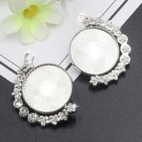 Tibetan Style Pendant Cabochon Setting, fashion jewelry & flat back & with rhinestone, more colors for choice, 30mm, 10PC/Lot, Sold By Lot