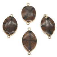 Staurolite Connector, with Brass, gold color plated, 1/1 loop, brown, 50x25x6mm, Hole:Approx 2mm, Sold By PC