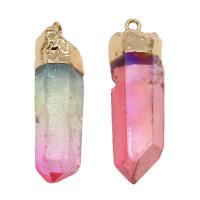 Ice Quartz Agate Pendant with Brass gold color plated 52.5*10*8mm-56.5*16*13.5mm Approx 2mm Sold By PC